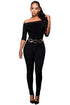 Sexy Black Bardot Neckline Fashion Jumpsuit